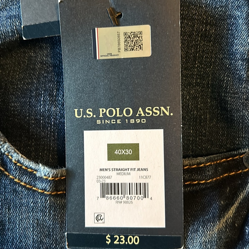 U.S.POLO ASSN. straight leg medium mens blue jeans - Picture 8 of 11